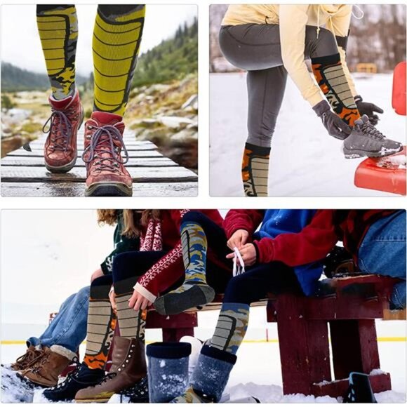 3 Pairs Men's Wool Ski Socks - Picture 5 of 6